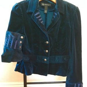Deepest Teal Blue Velvet Jacket